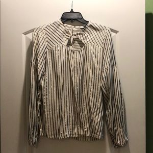 Striped blouse with gold threading